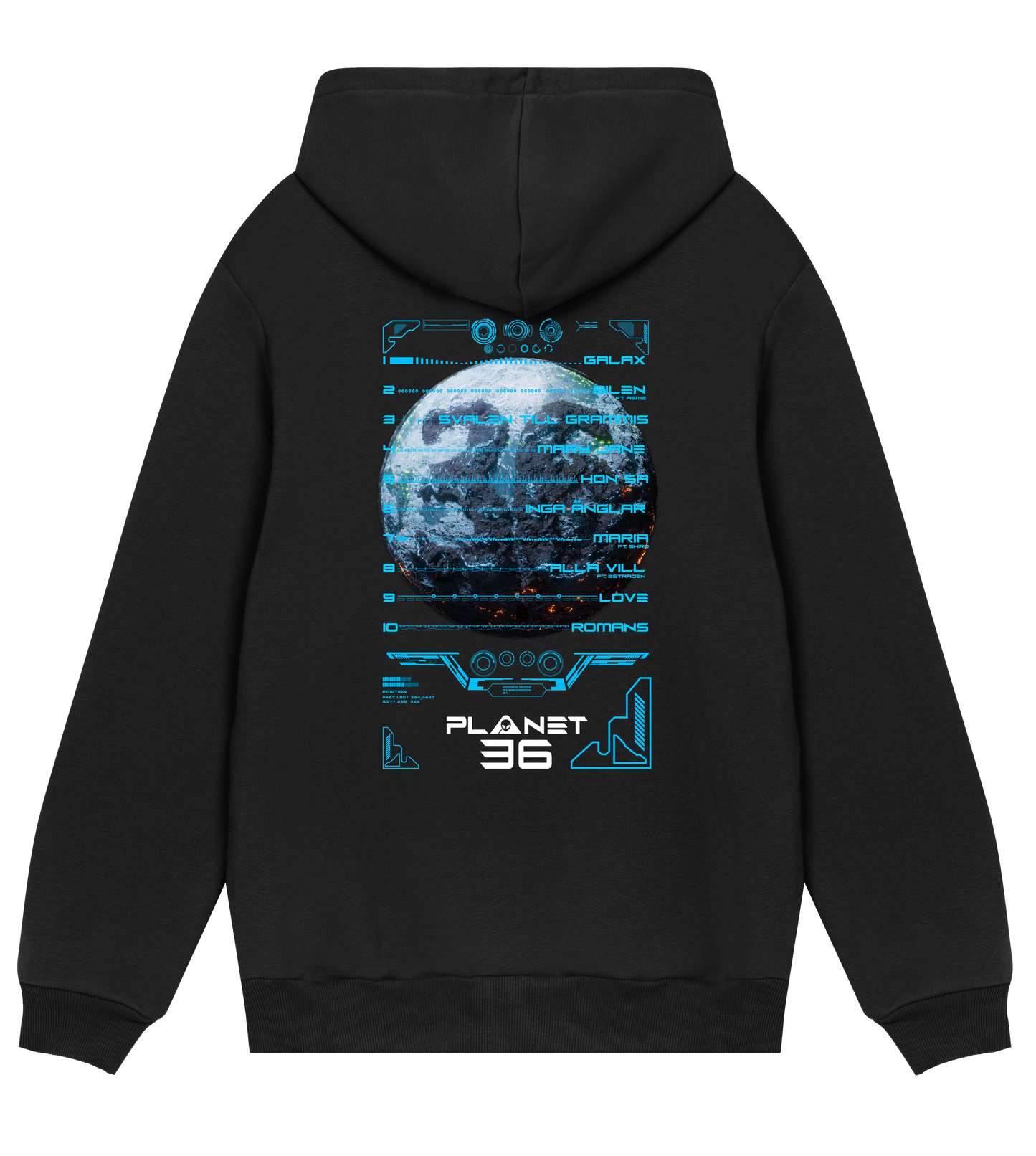 PLANET36 TRACKLIST HOODIE BLACK