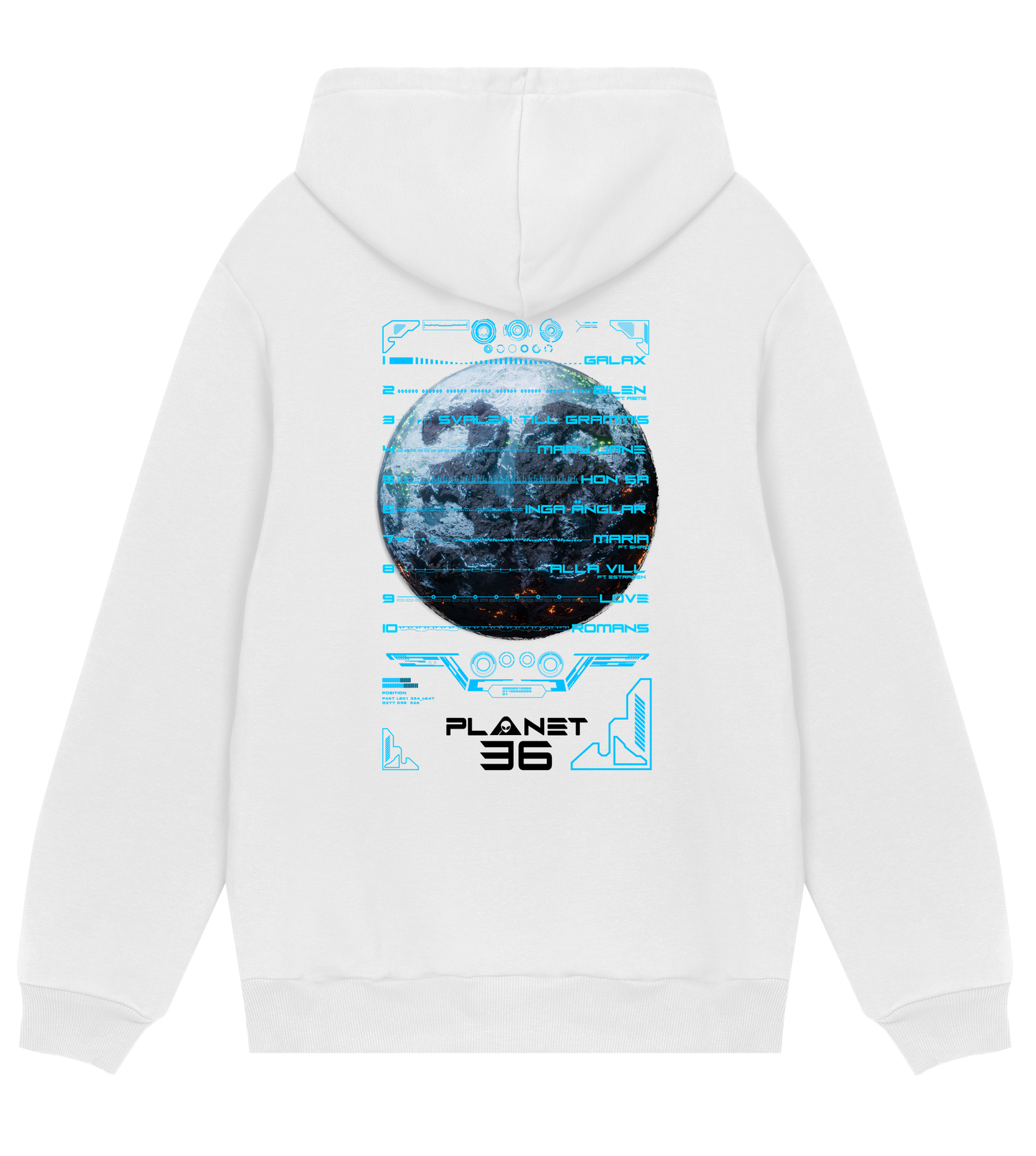 PLANET36 TRACKLIST HOODIE WHITE